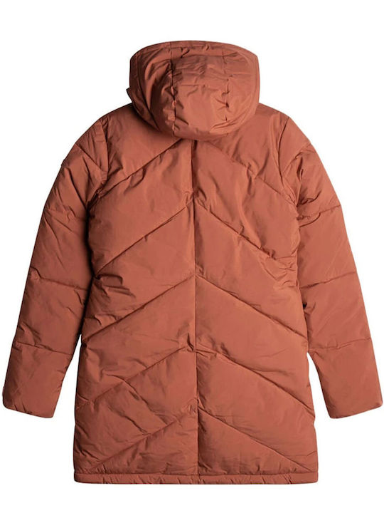 Better Weather Μακρύ Γυναικείο Puffer Μπουφάν για Χειμώνα Πορτοκαλί