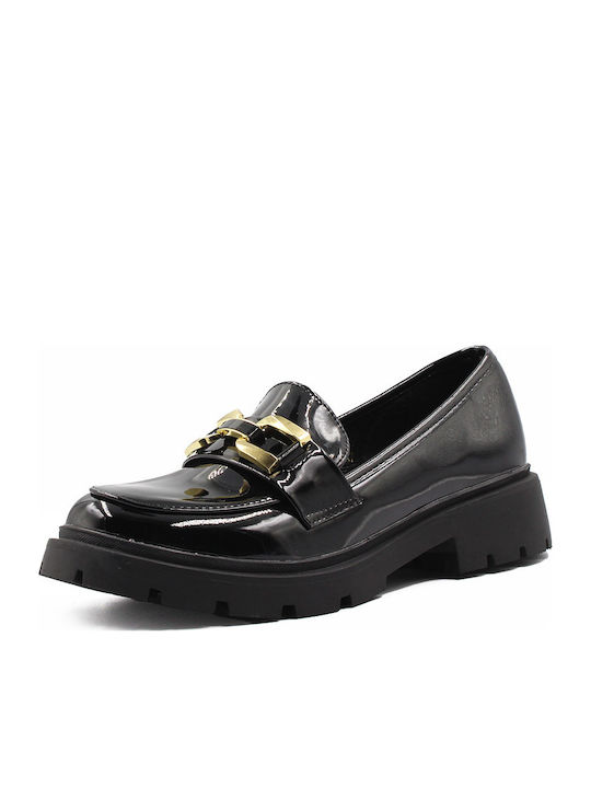 Patent Leather Women's Moccasins in Black Color