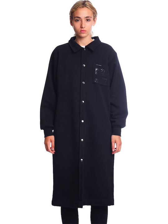 Long Women's Cardigan with Buttons Black