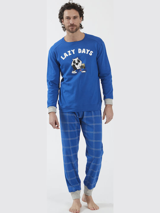 Crazy Farm Men's Winter Pajamas Set Blue