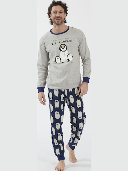 Crazy Farm Men's Winter Pajamas Set Gray