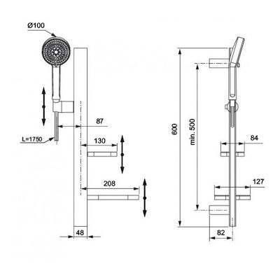 Ideal Standard Idealrain Βέργα Ντουζ με Τηλέφωνο και Σπιράλ