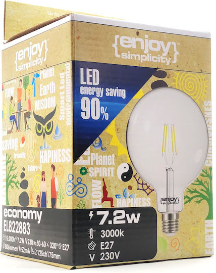Elvhx LED Bulb 6.7W for Socket E27 and Shape G125 Natural White 806lm