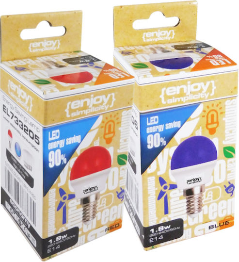Elvhx LED-Lampe 1.8W 72mm für Fassung E14 und Form G45 Gelb 160lm
