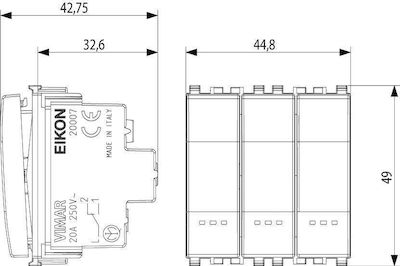 Vimar Eikon Next Recessed Electrical Commands Wall Switch no Frame Basic Aller Retour White 20007.N