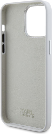 Karl Lagerfeld Ikonik Metal Pin Back Cover Silicone White (iPhone 15 Pro Max)