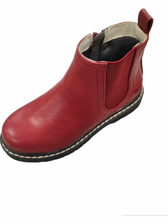 Lederne Kinderstiefeletten mit Reißverschluss Rot