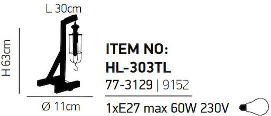 Home Lighting Midas Holz Tischlampe für Fassung E27 mit Schwarz Schirm und Braun Basis