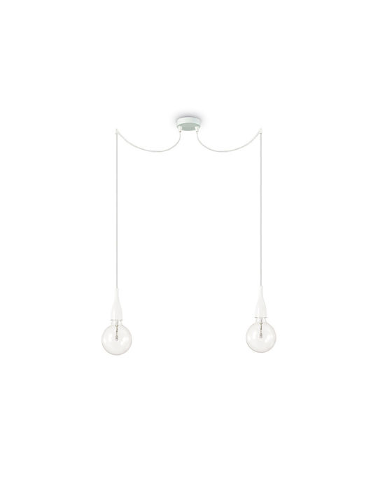 Ideal Lux Minimal SP2 Pendant Light Two-Light for Socket E27 White