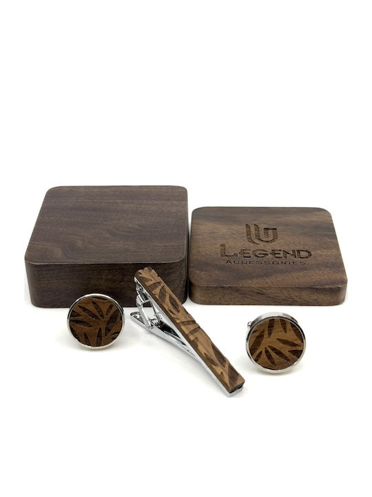 Legend Accessories Cufflinks from Wood in Brown Color