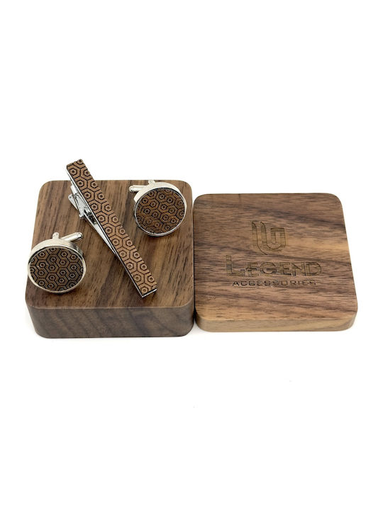 Legend Accessories Μανικετόκουμπα από Ξύλο σε Καφέ Χρώμα