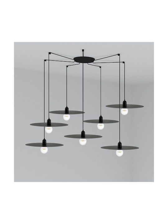 Faro Barcelona Plat Pendant Chandelier for 7 Bulbs E27 Black