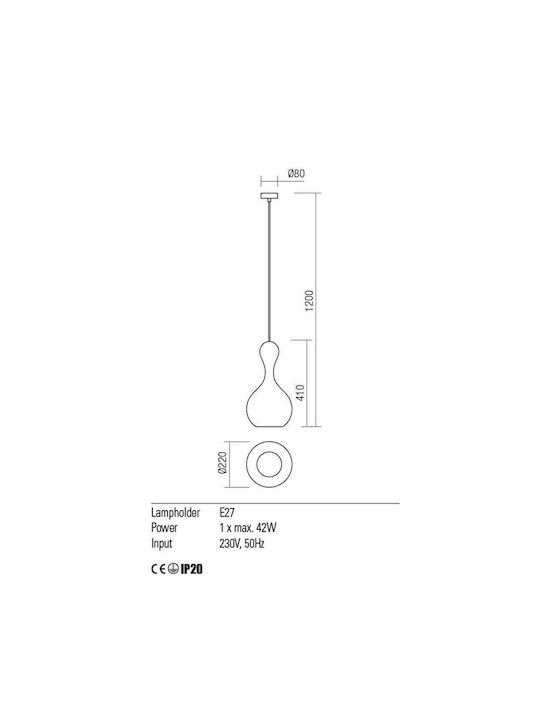 Redo Group Pendant Light Single-Light for Socket E27 Honey