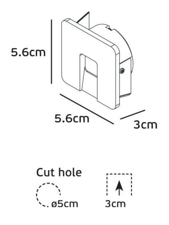 VK Lighting Wandmontierte Außenleuchte LED IP42 1W mit Warmweiß Licht 5.6x5.6x3εκ.