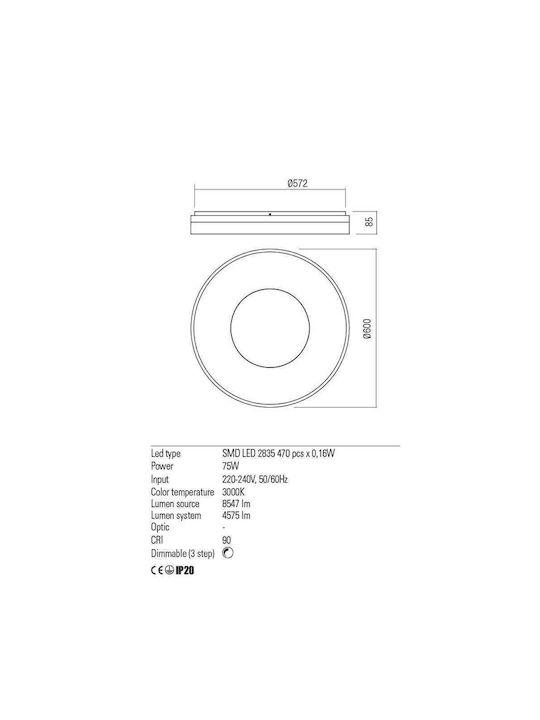 Redo Group Maya Modern Metal Ceiling Light with Integrated LED 60pcs White