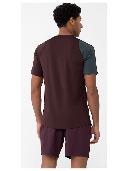 4F Men's Short Sleeve Blouse Burgundy