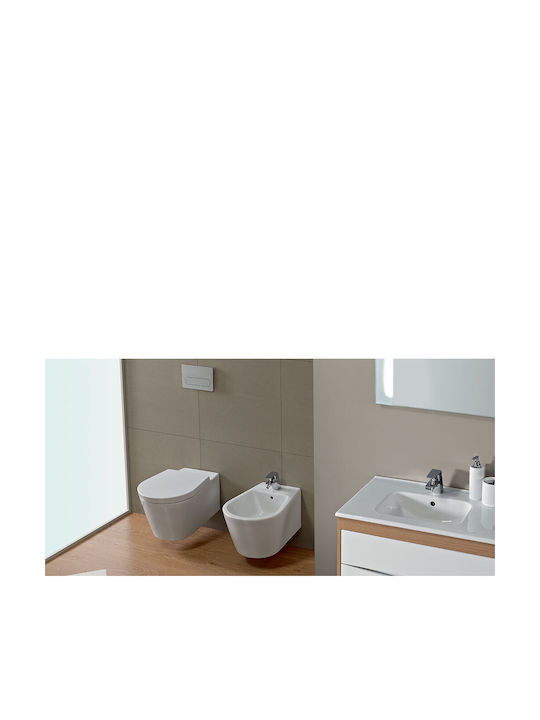Sanitana Glam Wandhängende Toilette Randlos mit Deckel Thermodur Sanftes Schließen Weiße