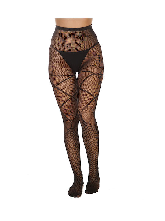 Comfort Women's Pantyhose Net Black Striped