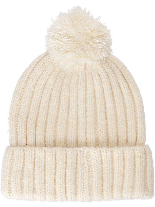 Beanie Unisex Σκούφος Πλεκτός σε Μπεζ χρώμα