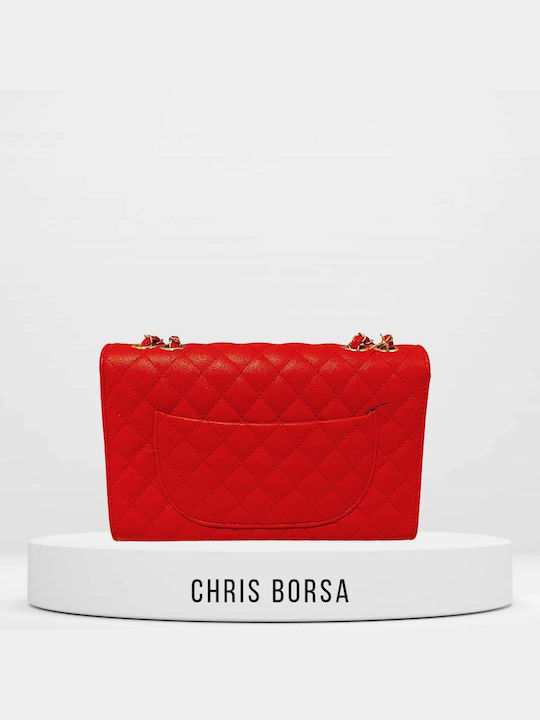 Chris Borsa Leather Women's Bag Shoulder Red