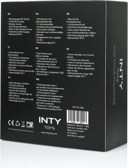 Inty Toys Δονητής Egg με Απομακρυσμένο Έλεγχο Μαύρος