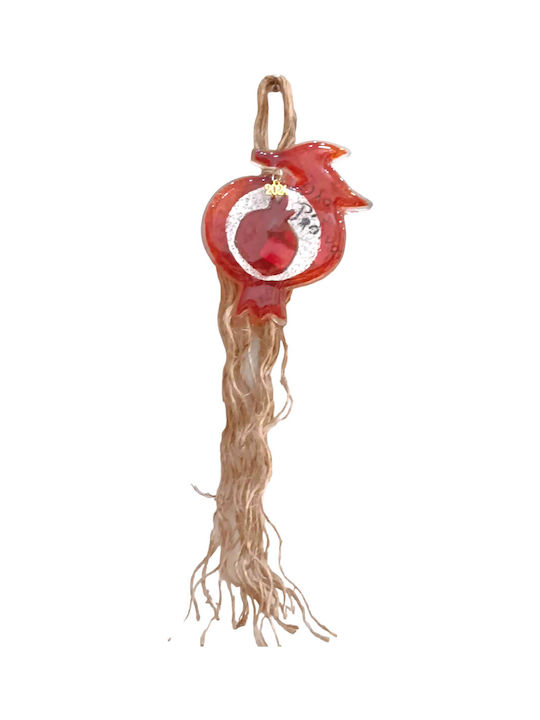 Kalliopi Silver Handmade Hanging Lucky Charm Pomegranate Red made of Glass 2024 8.5x9.5cm 1pcs