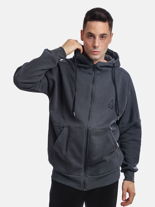 Paco & Co Men's Sweatshirt Jacket with Hood and Pockets Gray