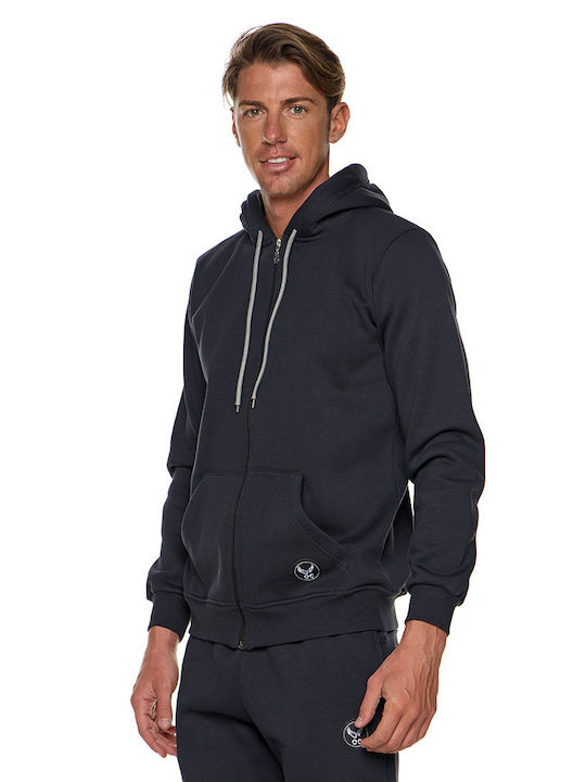 Bodymove Men's Sweatshirt Jacket with Hood Blue