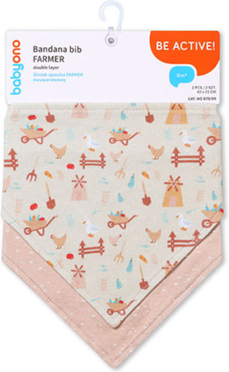 Babyono Farmer Bandana 100% Cotton with Button Gray for 0 m+ 2 Pieces