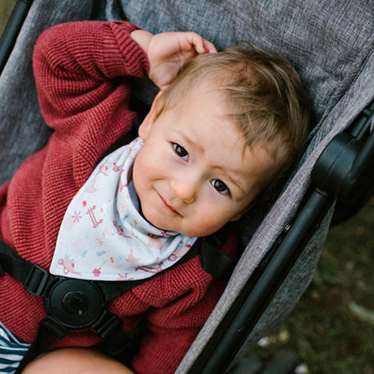 Babyono Farmer Bandana 100% Cotton with Button Gray for 0 m+ 2 Pieces