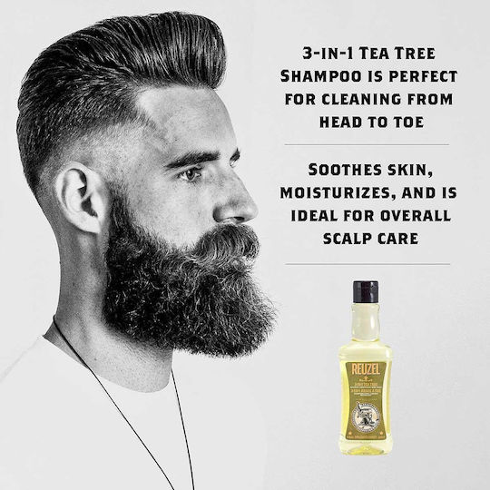 Reuzel 3in1 Teebaumöl Schaumbad für Herren mit Teebaumöl & Minzduft 100ml