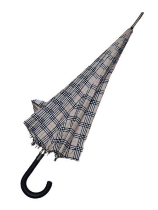 Ομπρέλα βροχής με μεταλλικό μπαστούνι και 16 ακτίνες (σιλικόνη-πλαστικό) Φ110Χ94 εκ. χρ. Μπεζ-καρό
