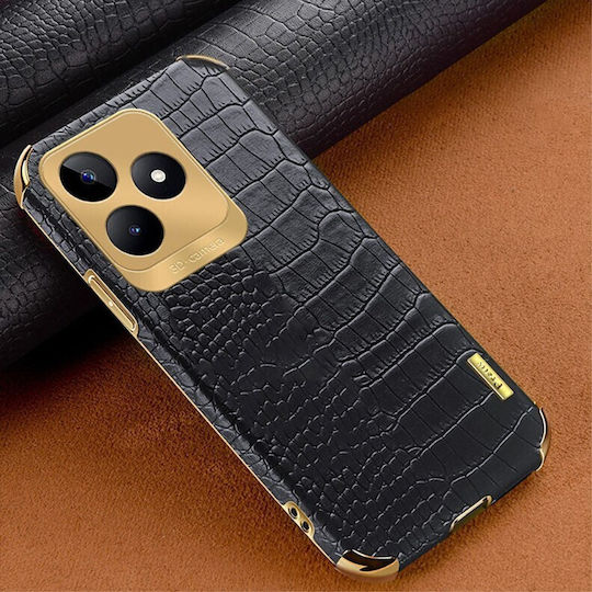 Crocodile Umschlag Rückseite Silikon Schwarz (Realme C51)