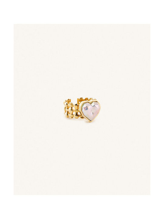 StanStefan Women's Gold Plated Steel Ring with Pearl