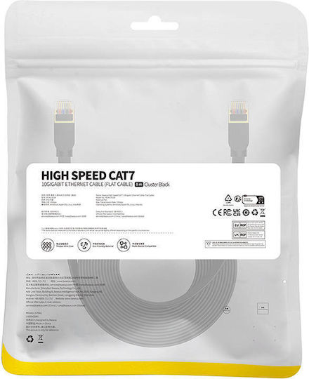 Baseus Flat Cat.7 (10Gbps) Καλώδιο Δικτύου Ethernet 8m Μαύρο