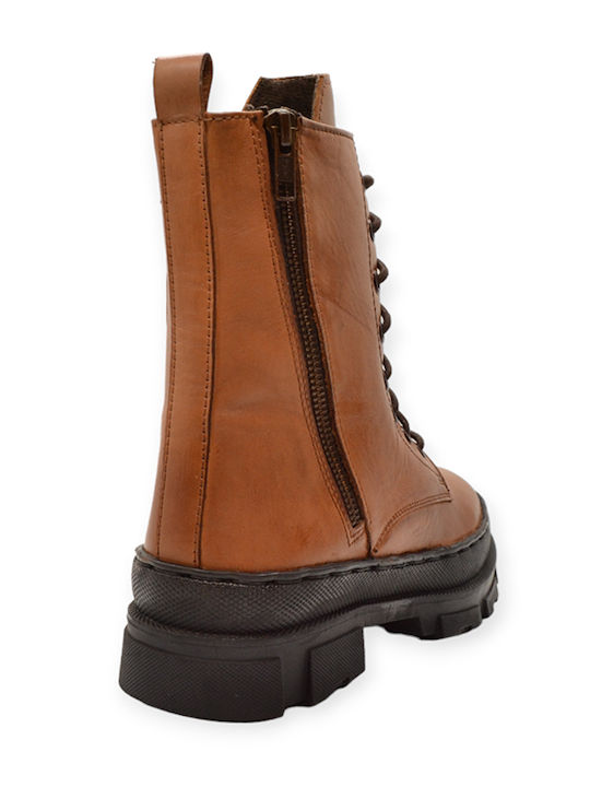 Leder Stiefeletten Damen Tabac Braun