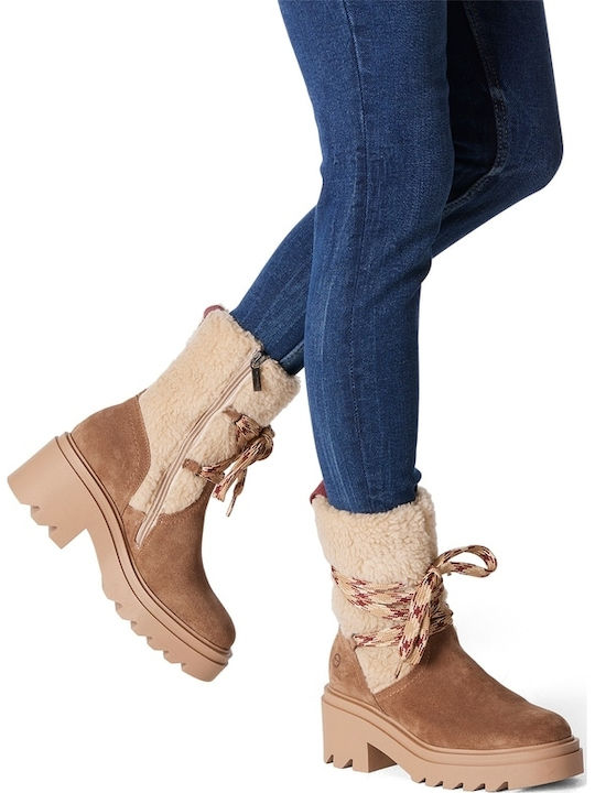 Stiefeletten Damen mit Pelz Beige