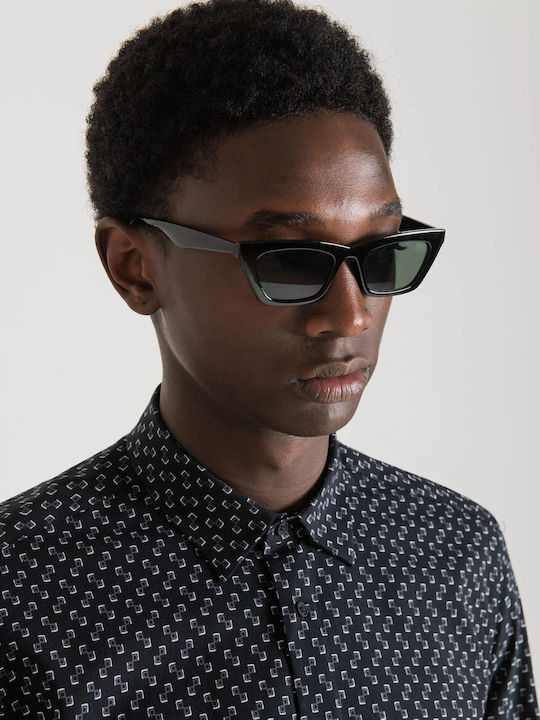 Long-sleeved Cotton Shirt Black