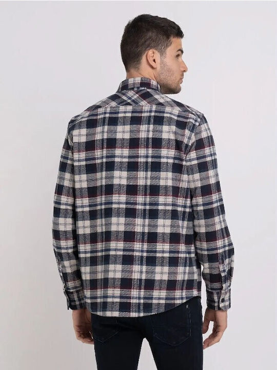 Long Sleeve Cotton Overshirt in Regular Fit Multicolour