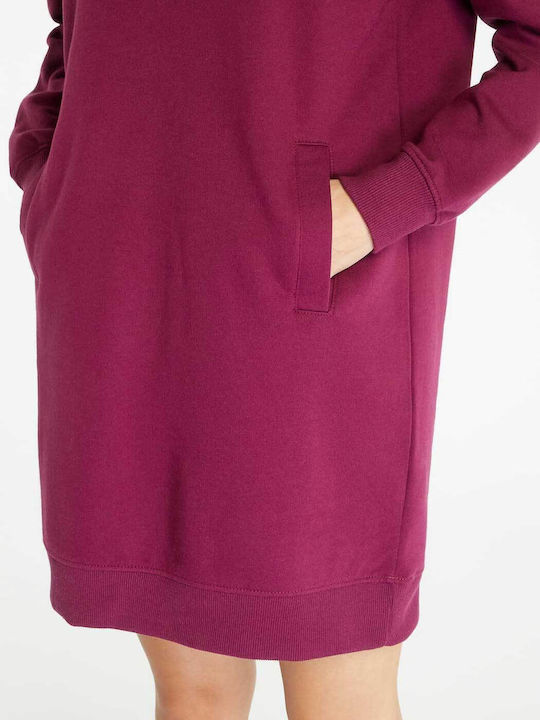 Zumu Rochie Sport Mini Mânecă Lungă Cu Glugă Roșu