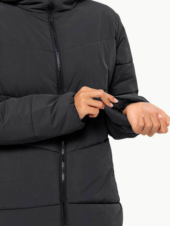 Women's Short Puffer Jacket for Winter Gray