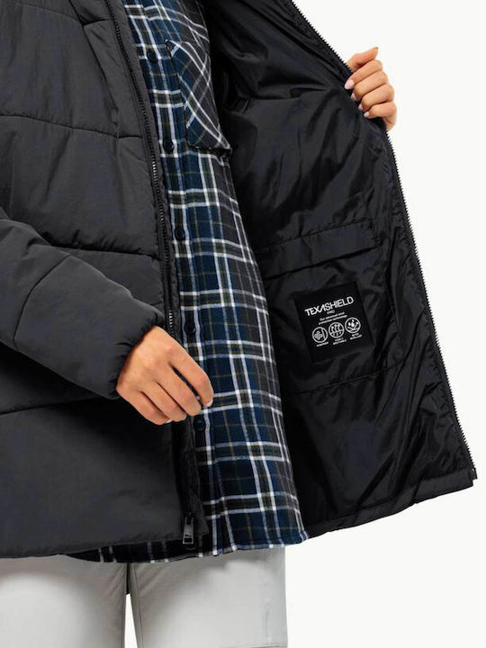 Women's Short Puffer Jacket for Winter Gray