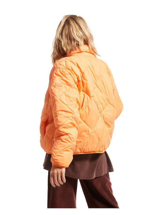 Roxy Women's Short Puffer Jacket for Winter Orange