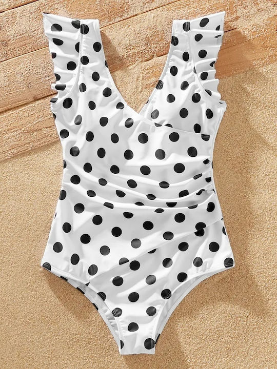 Children's White Polka Dot Swimsuit