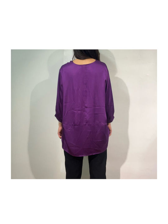 Innocent Women's Blouse with 3/4 Sleeve & V Neckline Purple