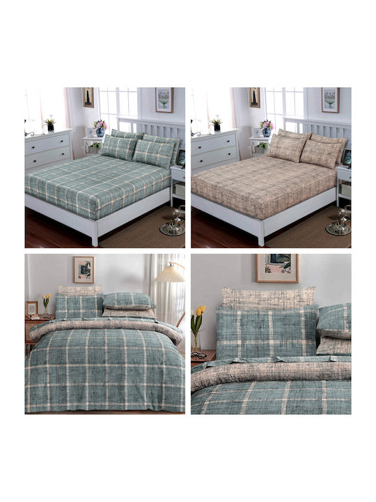 Casa Colori Set Cearșafuri Semi-Dublu cu Elastic 120x200+30cm. Javeria Olive Ladi 3buc