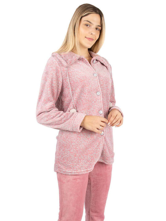 Lydia Creations Winter Women's Fleece Robe Pink