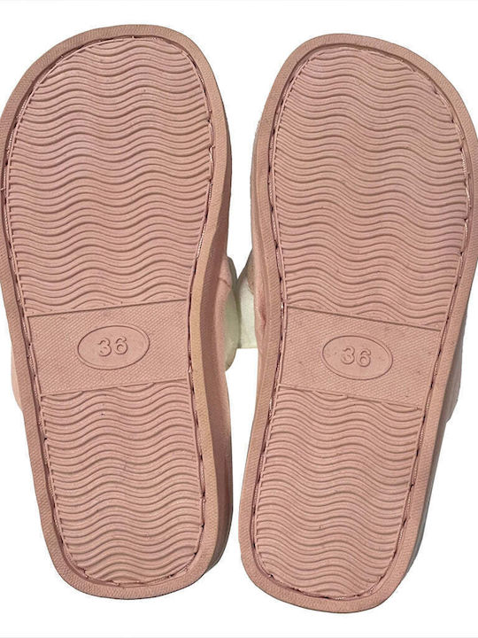 Winter Damen Hausschuhe mit Fell Rosa