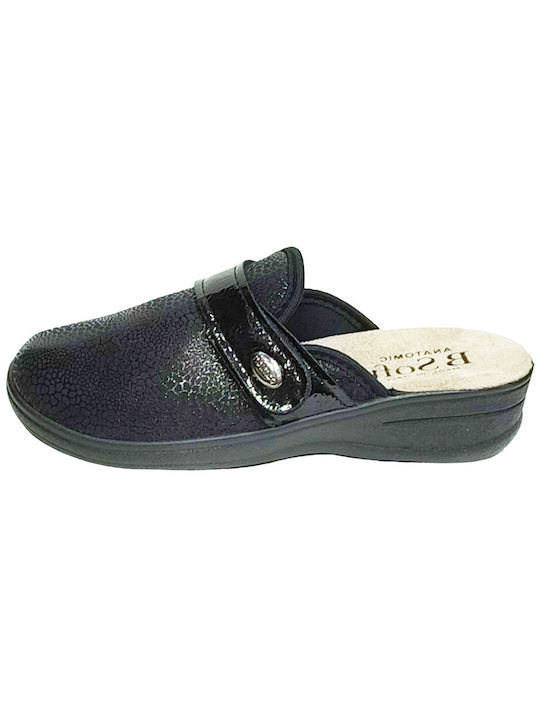 B-Soft Leather Women's Slippers Black