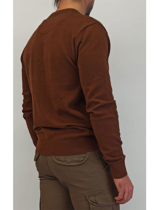 Double Men's Long Sleeve Sweater Brown